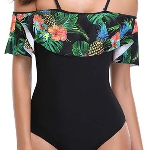 Women One Piece Pineapple Printed Swimsuit